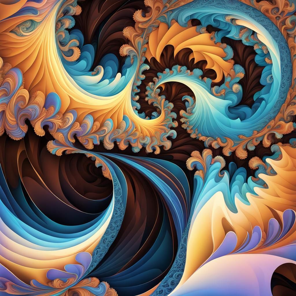Abstract Vector Fractal with 3D Shading