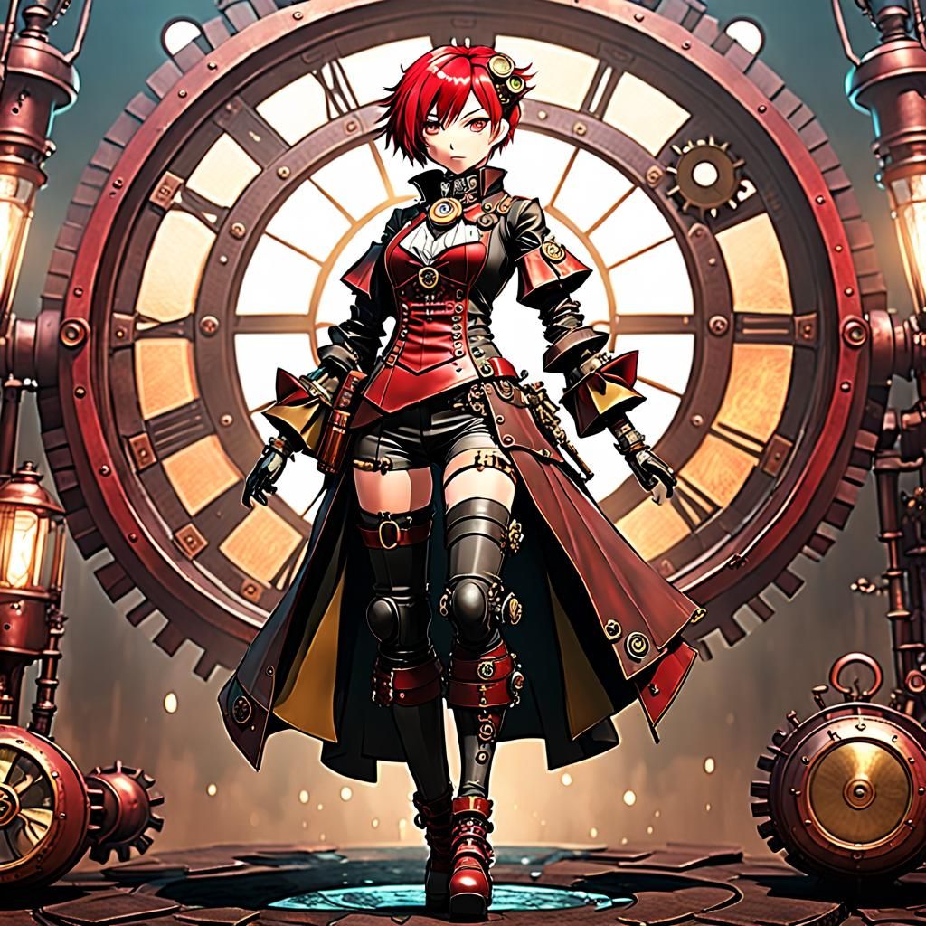 Anime Steampunk Girl in Detailed 3D Render