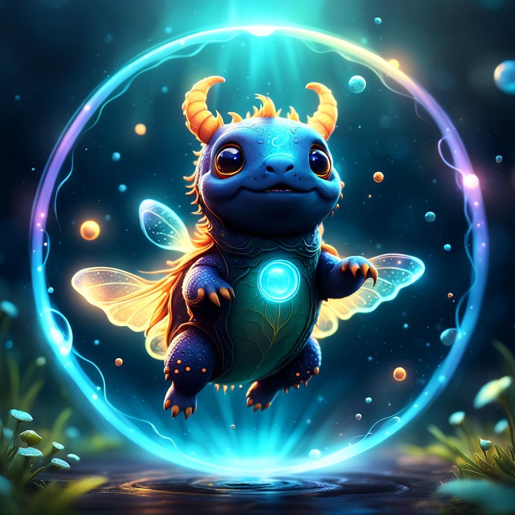 Glowing Creature Floating in Circle Border Concept Art