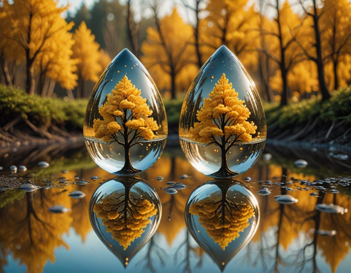 Surreal Miniature Worlds in Teardrops: Macro Oil Painting