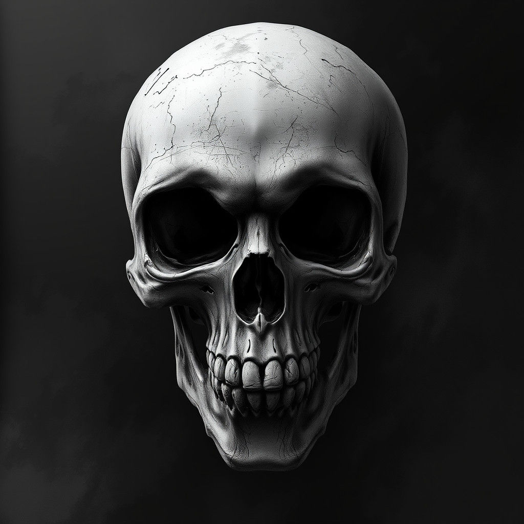 Detailed Black and White Skull Concept Art