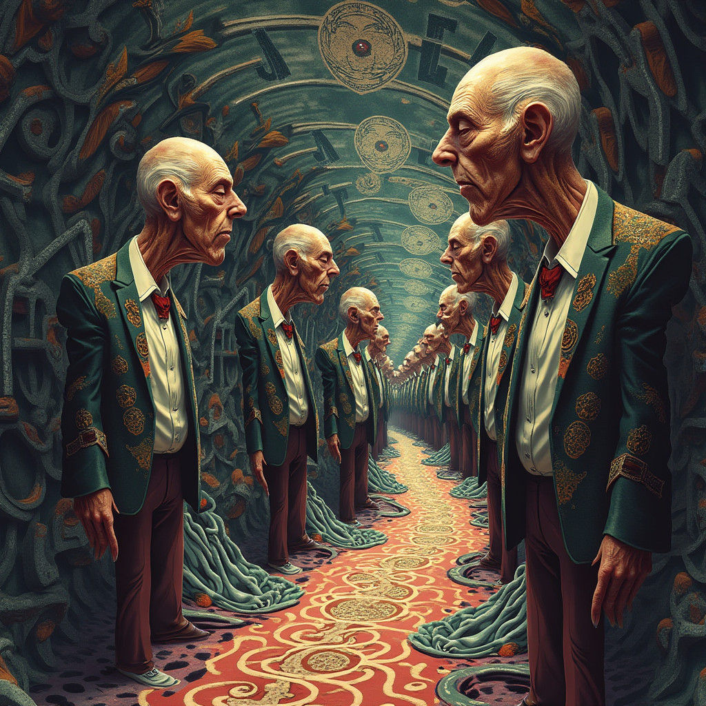 Surreal Fractal Octogenarians in Dreamlike Tunnel