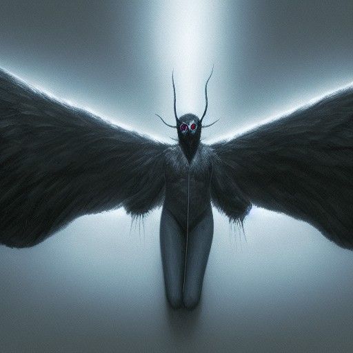 Hyperreal Mothman Artwork in Sinister Style