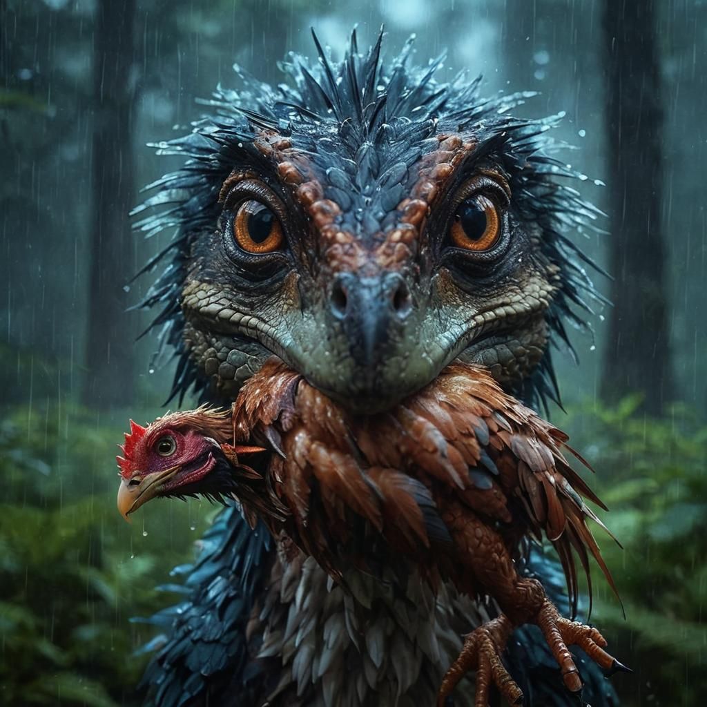 Adorable Raptor Dinosaur Portrait in Anime Style