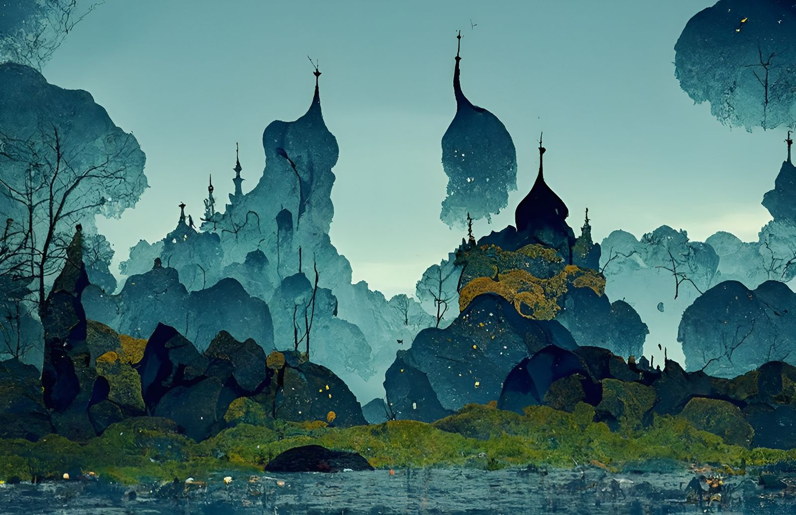 Detailed Landscape Illustration in Fairytale Style