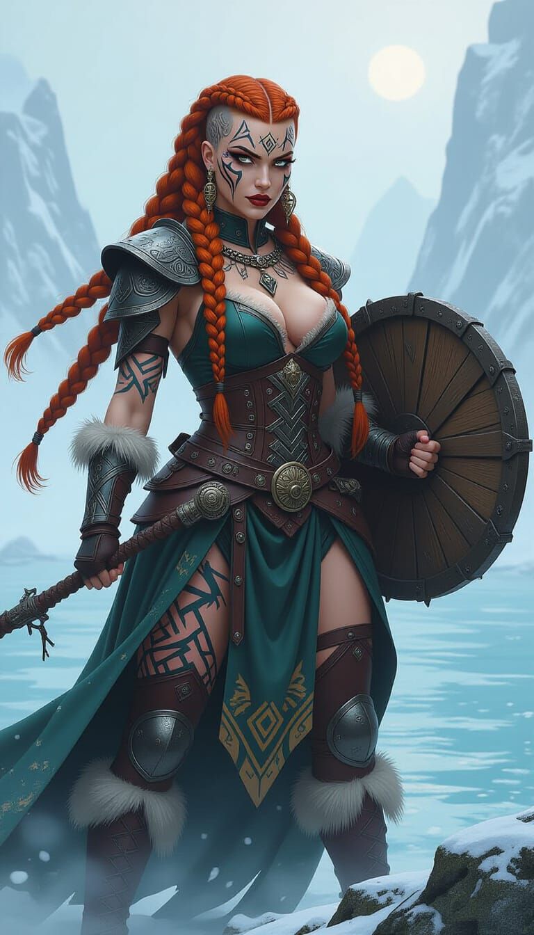 Evil Viking Shaman Villain in Mignola Style