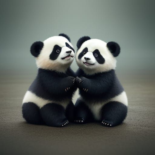 Baby pandas at play