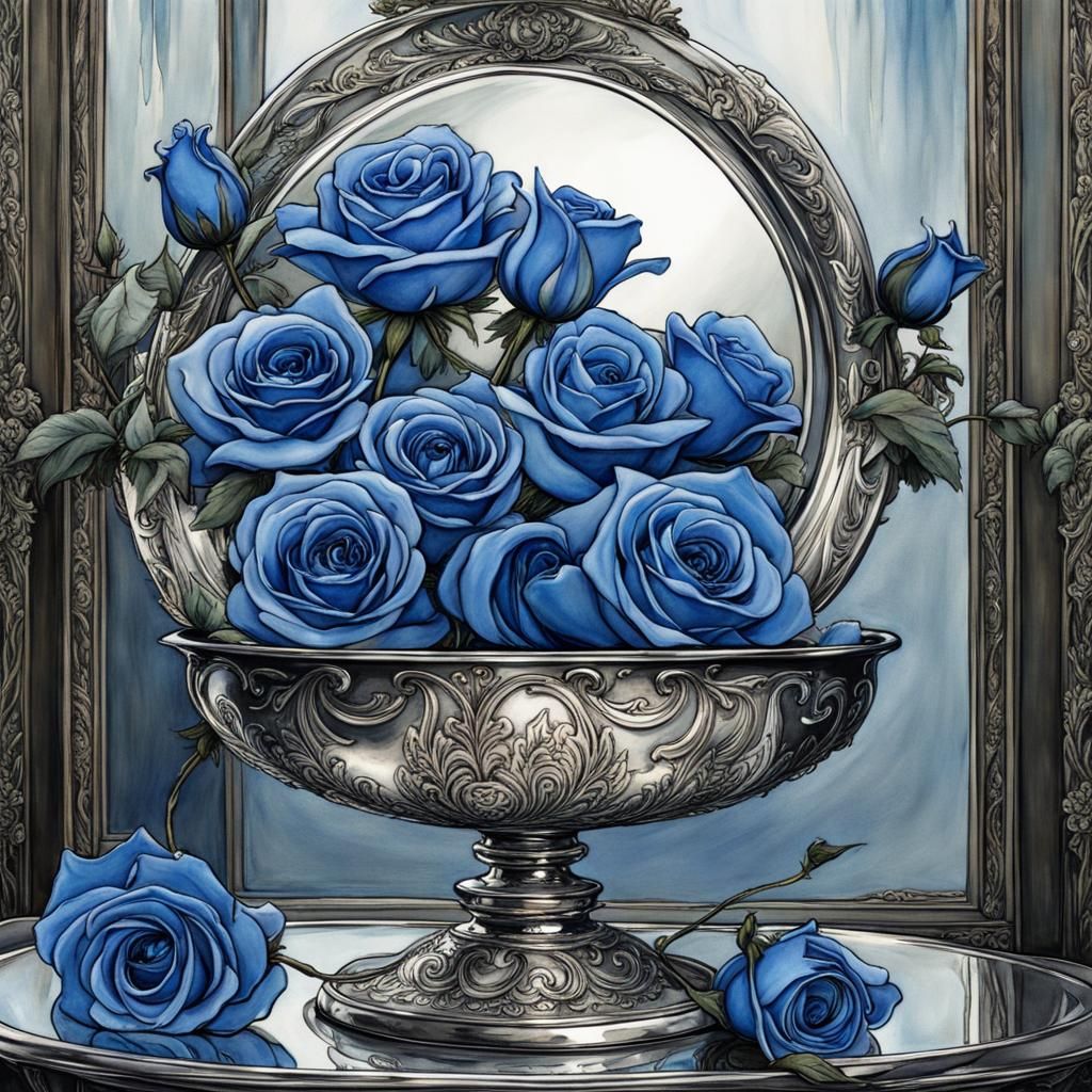 Fairytale Blue Roses in Anime Style