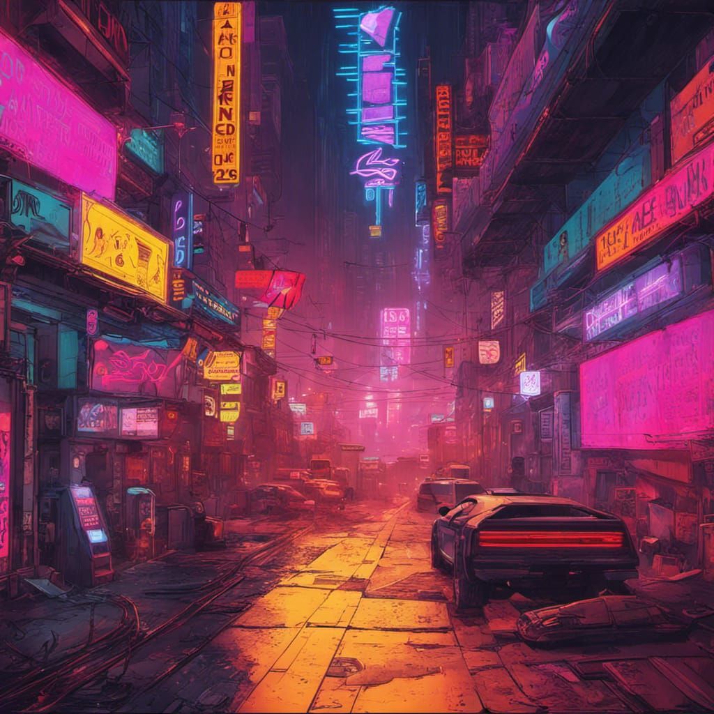 Neon Cityscape in Cyberpunk 2099 Style