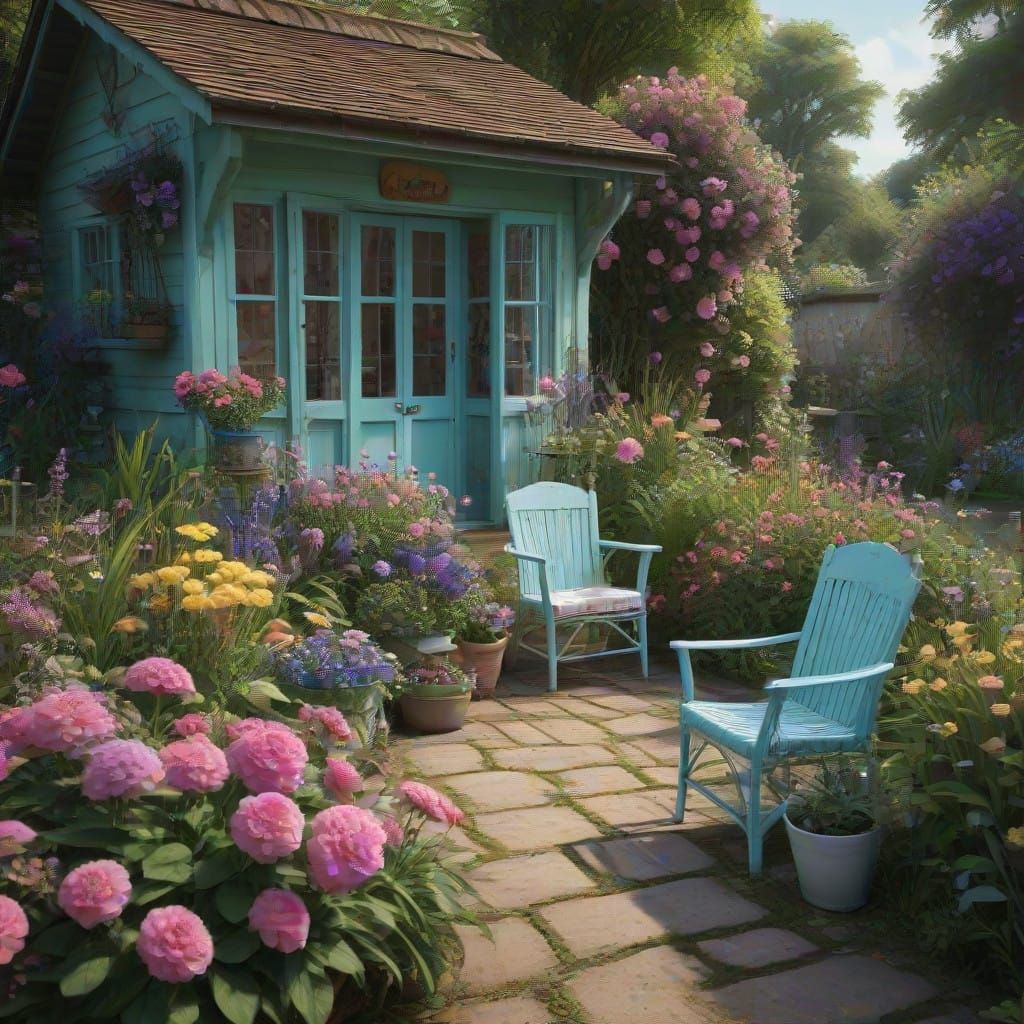 Stunning Cottage Garden Oasis in Vibrant Colors
