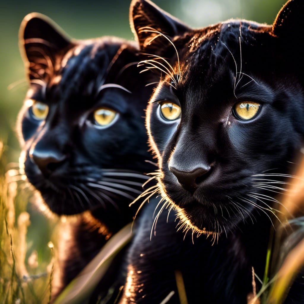 Photorealistic Close-Up of Two Black Panther Kittens