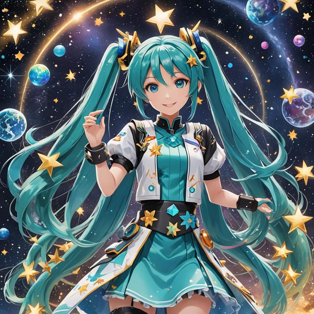 Hatsune Miku's Cosmic Anniversary: Digital Art