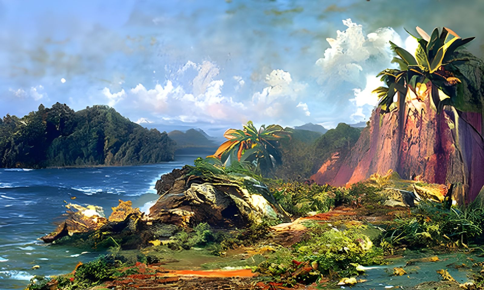 Lonesome Tropical Island in Luminist Style