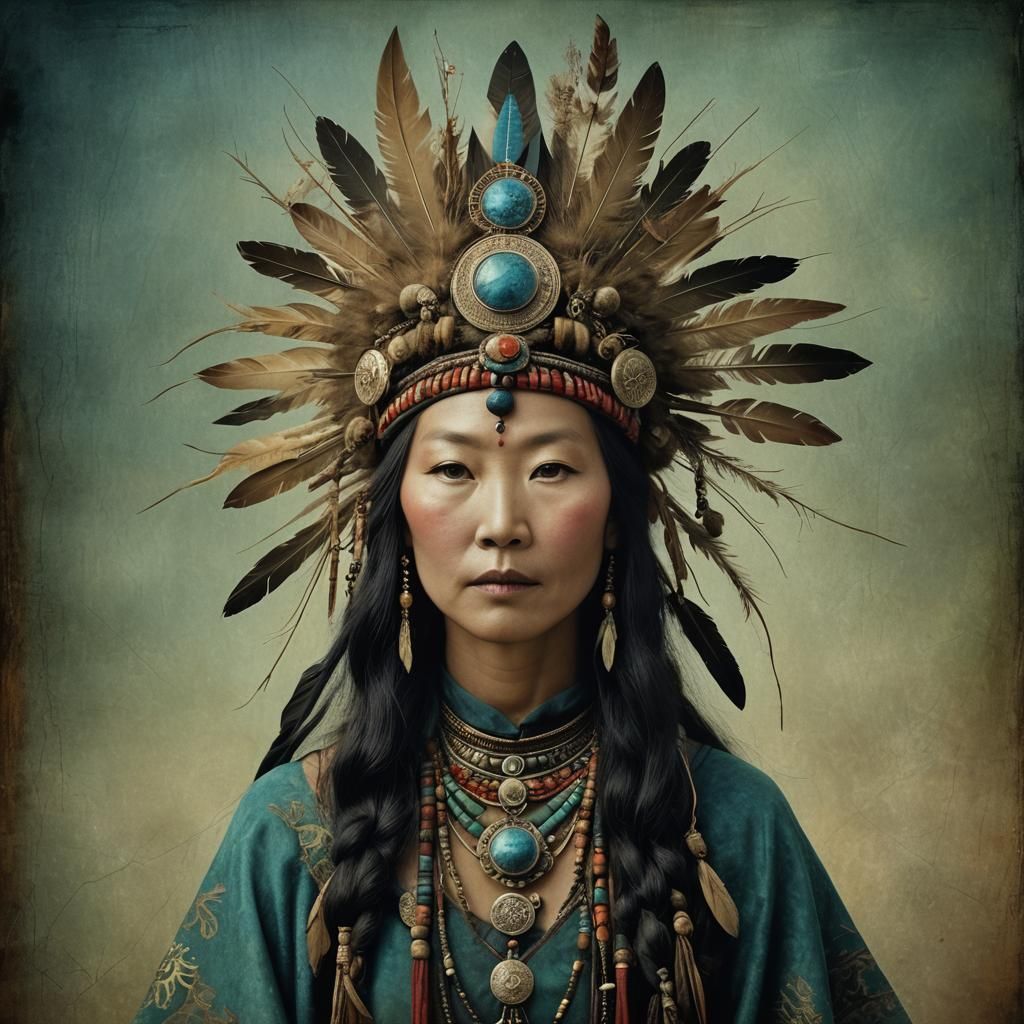 Mongolian Shaman Woman: Digital Fantasy Portrait