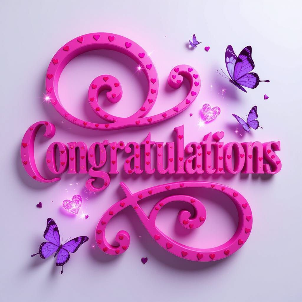 A captivating 3D rendering of the word "CONGRATULATIONS" in a beautiful, flowing, connected curved font. The unique and ...