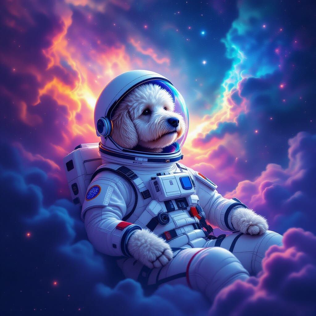 Labradoodle Adrift in Cosmic Nebula