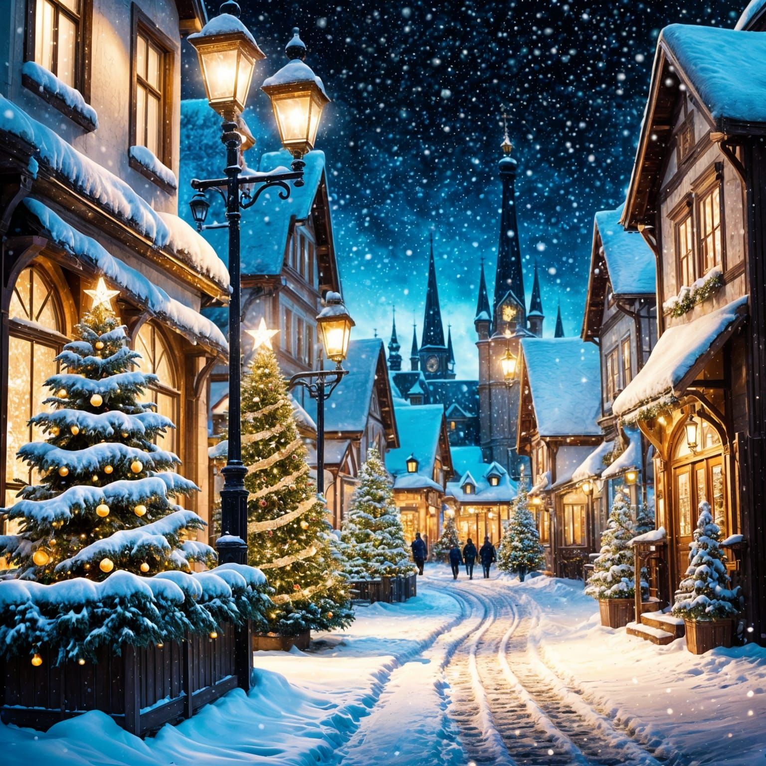Stunning Christmas Town in Snowy Ambiance