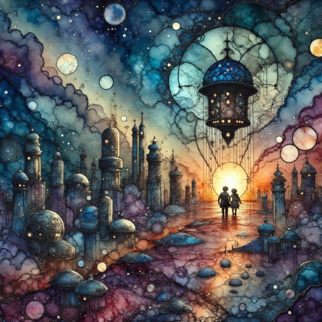 Ethereal Cityscape with Luminous Windows in Grayscale