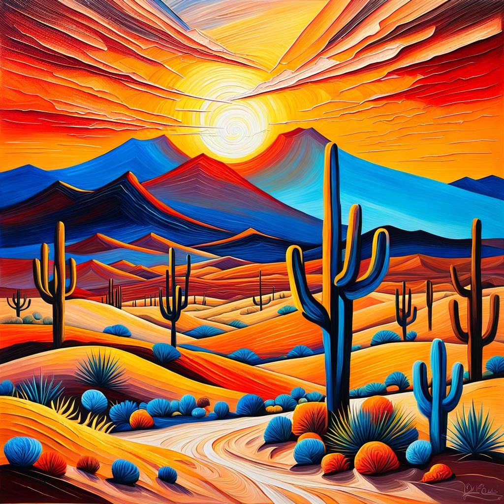 Sunset in Mexico desert