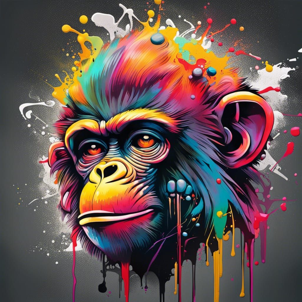 Monkey Graffiti Art in Splash Art Style