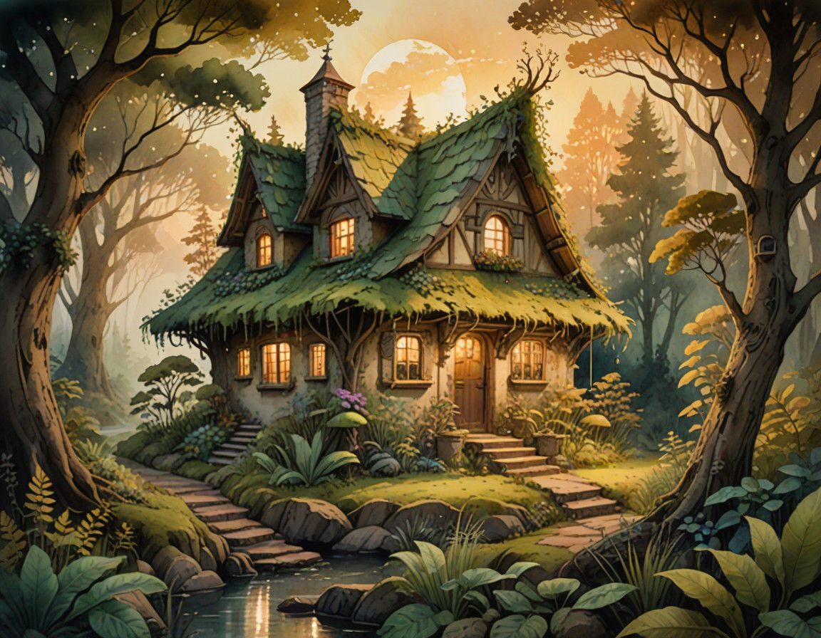Mystical Earth Spirit's Cottage in Earth Tones