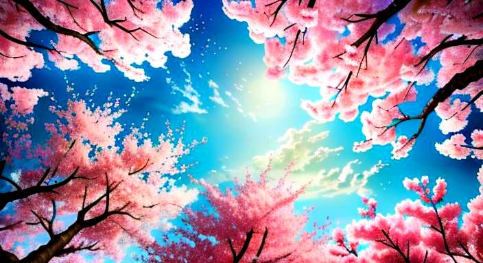 Cherry Blossom Heaven in Detailed Oil Painting