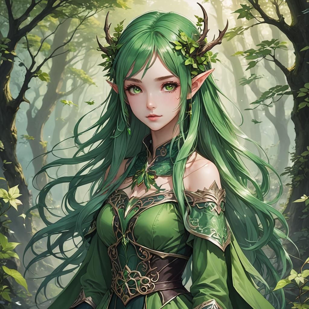 Anime Elf Girl in Magical Fantasy World