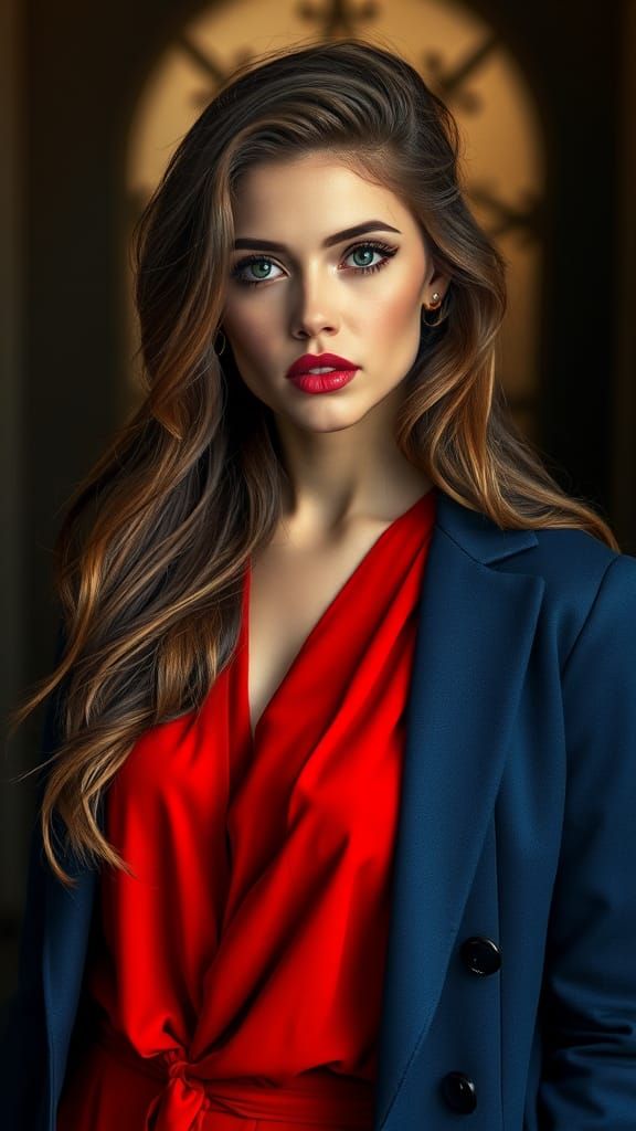 Sensual Woman in Eclectic Outfit, Hyperrealistic Style