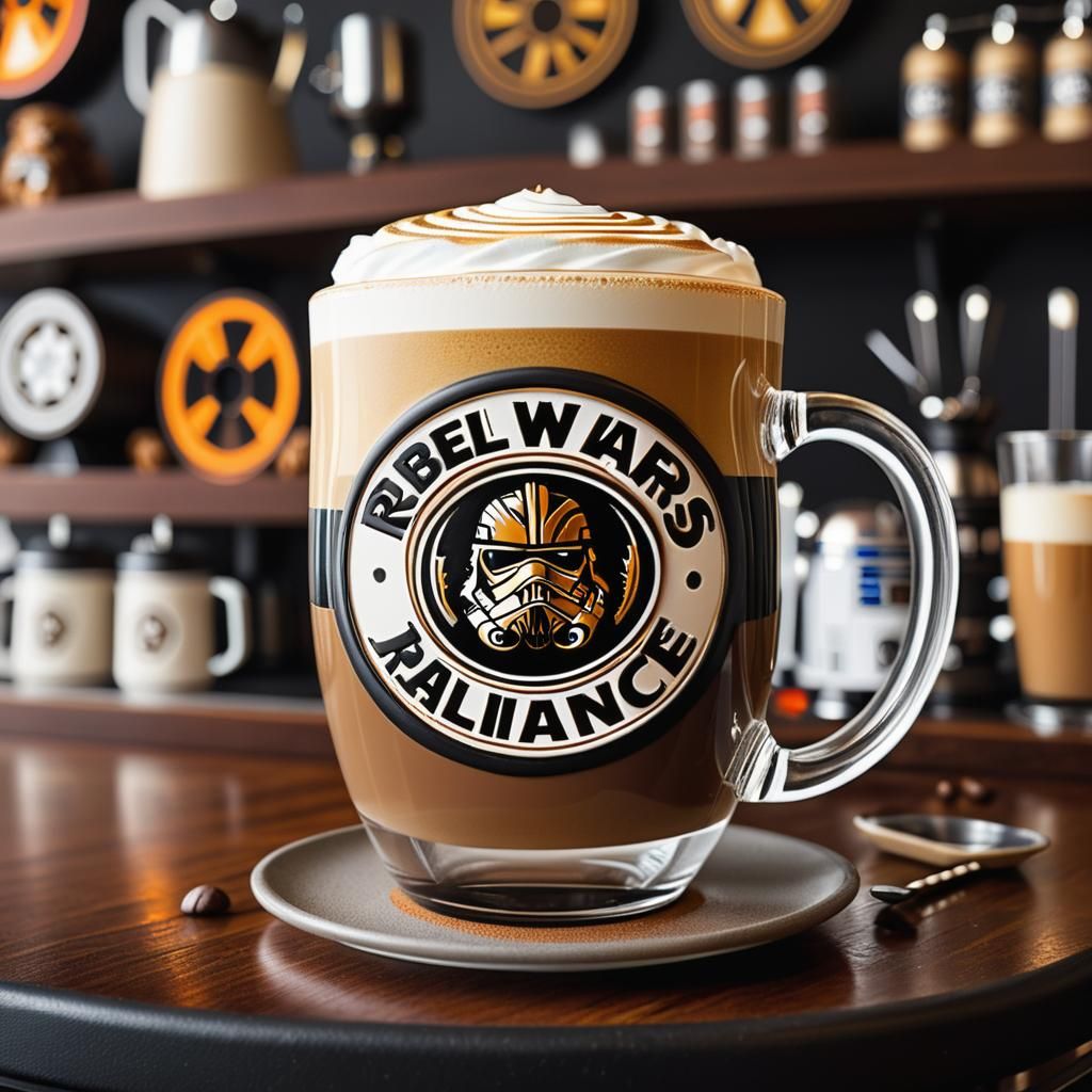 Star Wars Rebel Alliance Latte Art in Photorealistic Style