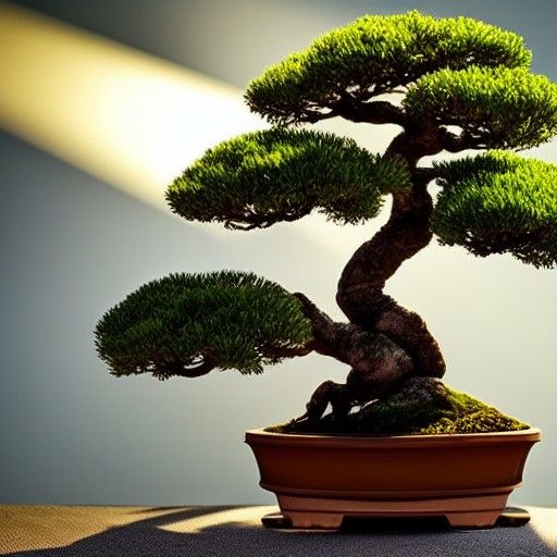 Detailed Bonsai Tree in Sunlight