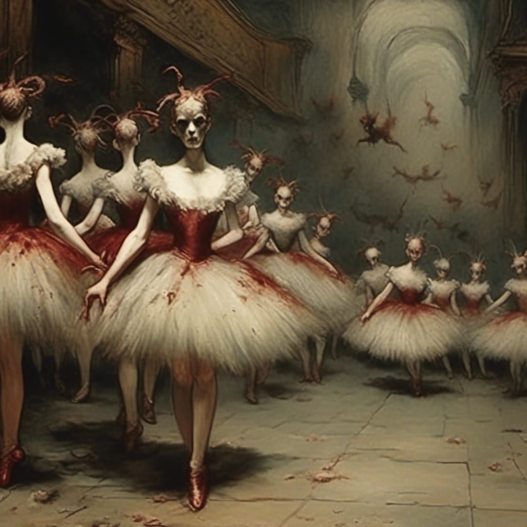 Macabre Degas-Inspired Ballet Dancers with Goats