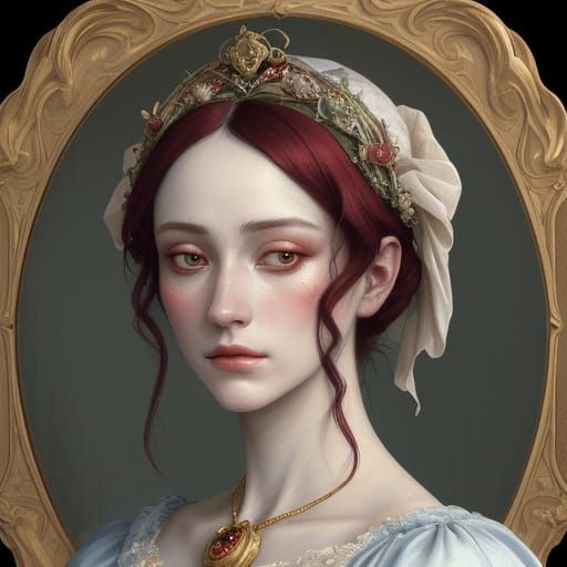 Jester's Portrait in Gilded Cradle, Art Nouveau Style