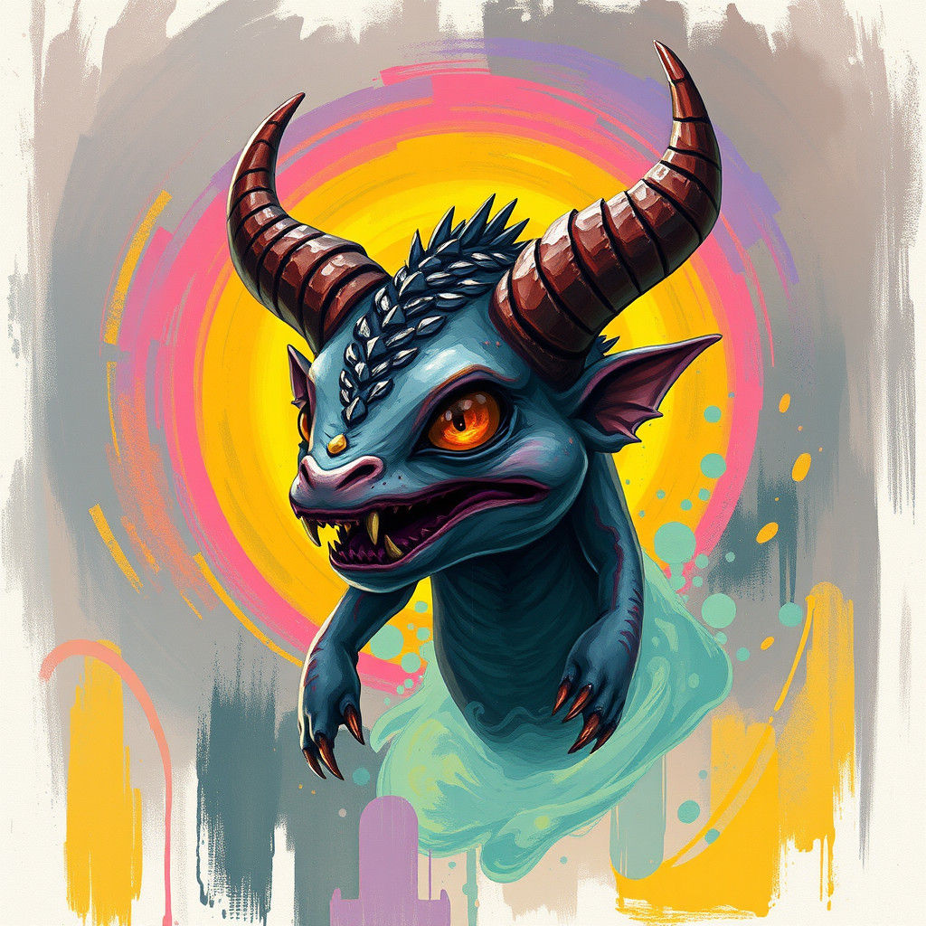 Rainbow Aura Creature in Whimsical Style