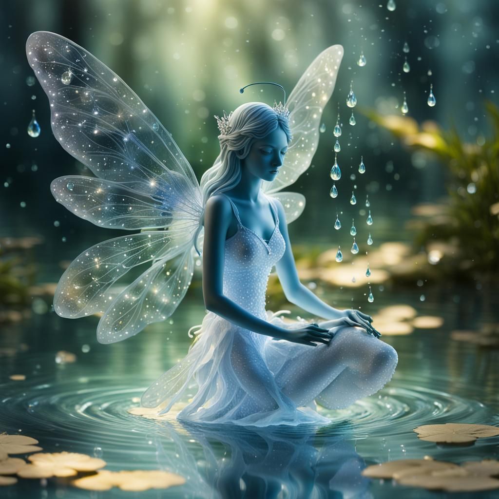 "Die Wasserfee: Ein magisches Wesen in der Dämmerung”