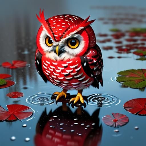 Illustration of an Owl Wearing Red Boots