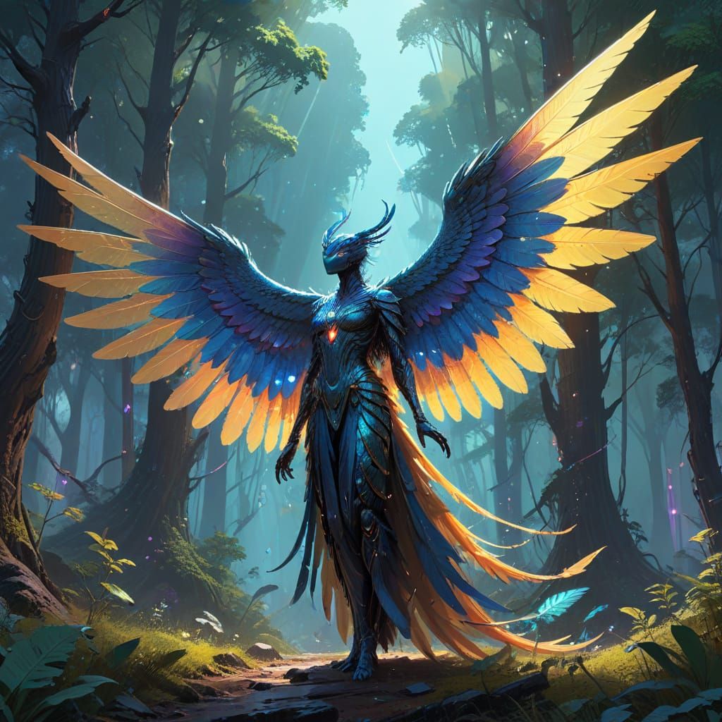 Majestic Winged Creature Soaring in Paradise