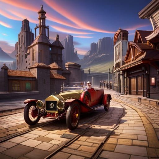 Fantastical Detailed Painting of Chitty Chitty Bang Bang