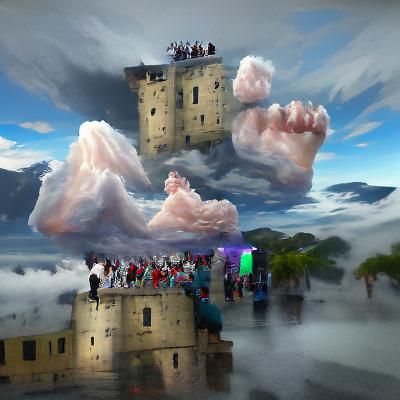Castle in the Clouds: Hyperrealistic 3D Concept Art