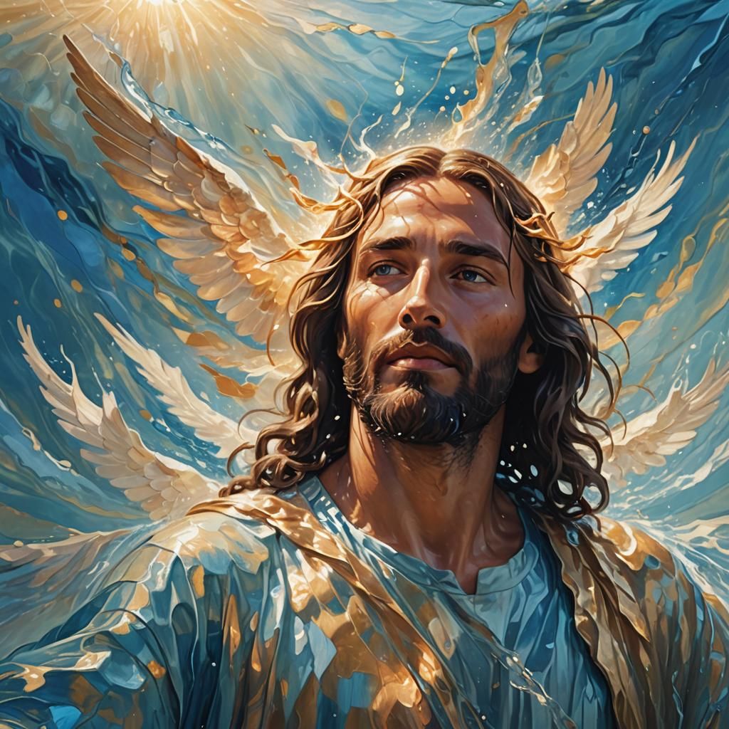 Jesus' Baptism: A Spiritual Concept Art Portrait