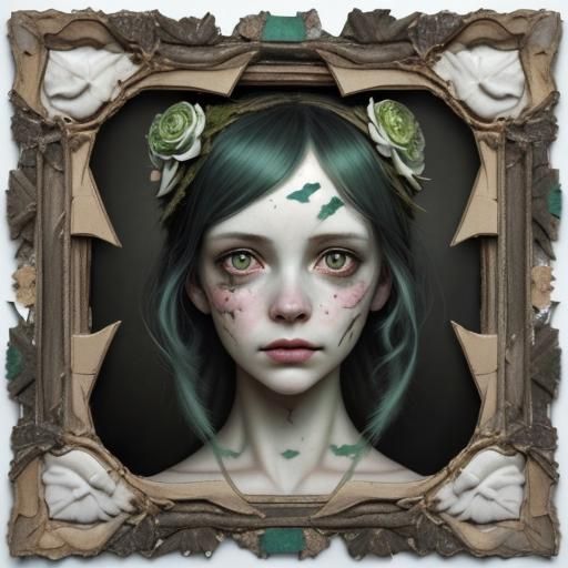 Plant Princess with Cracked Porcelain Face