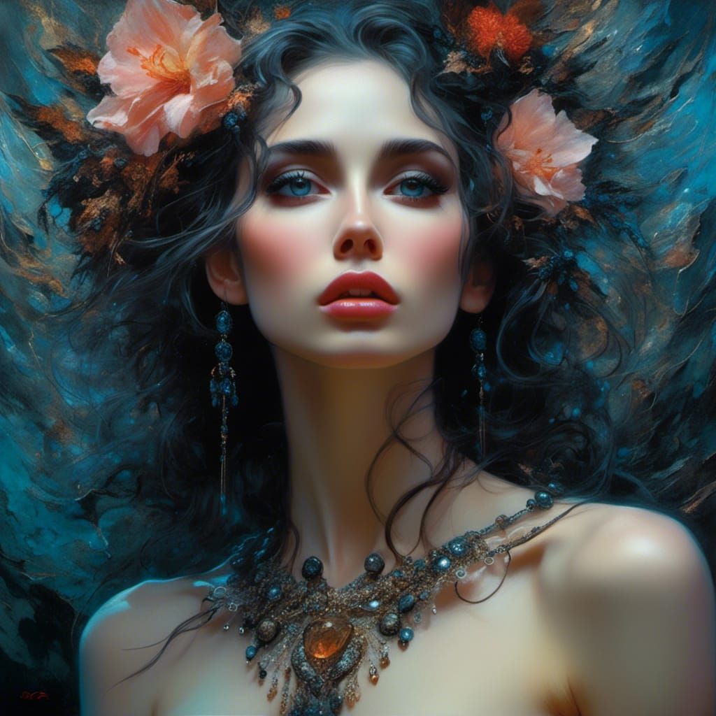 Gothic Latina Portrait in Oil Painting Style