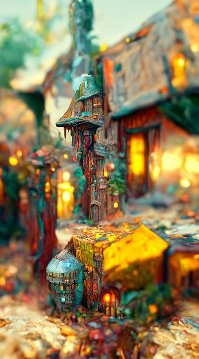 Enchanted Elf Village: A Detailed Fantasy Painting