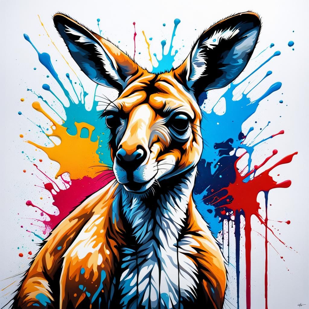 Colorful Kangaroo Graffiti Street Art in Ultra Quality