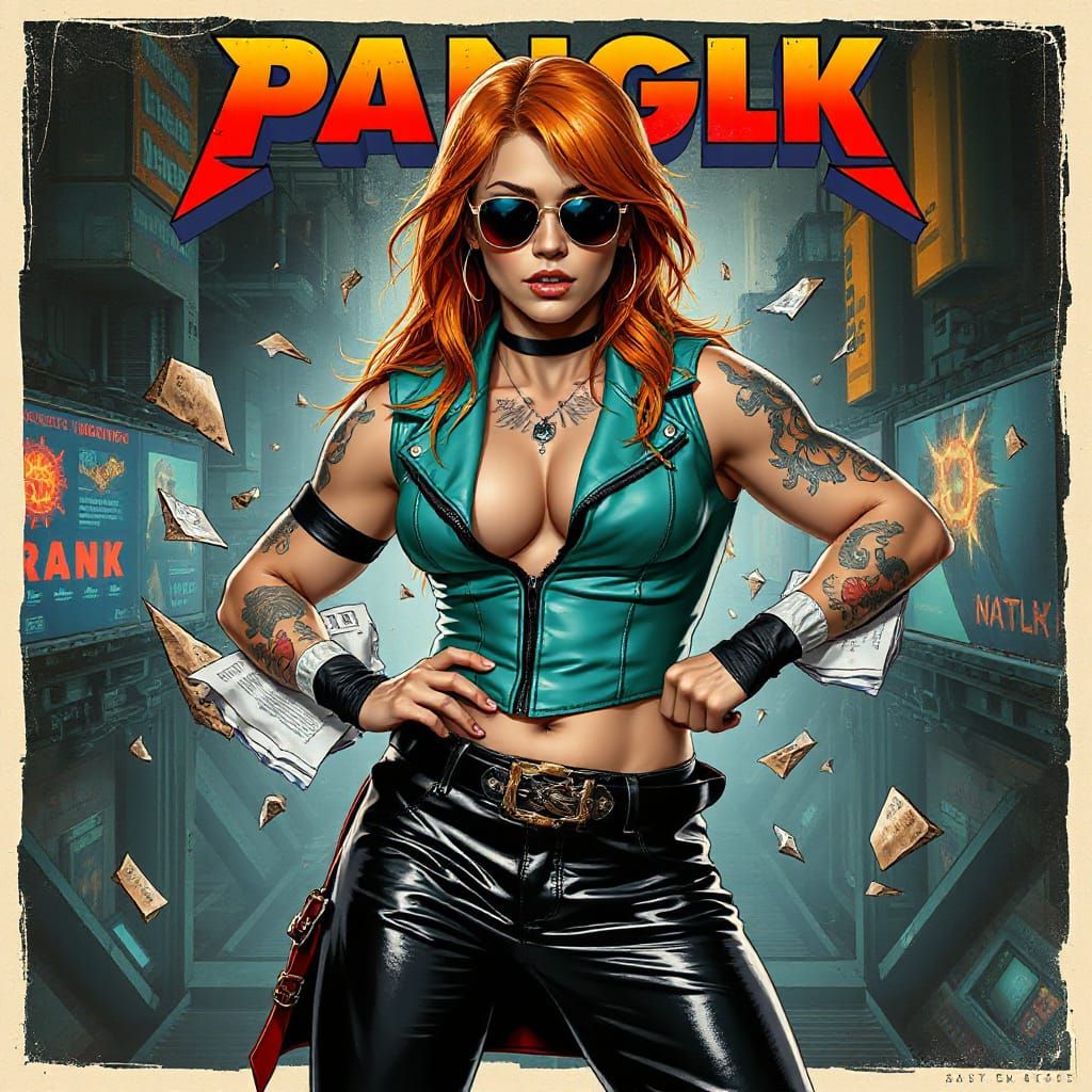 Dynamic Wrestler Breaks Free in Cyberpunk Comic Art