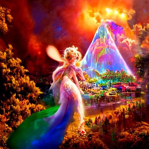 Ethereal Fairy in Astral Aurora Landscape