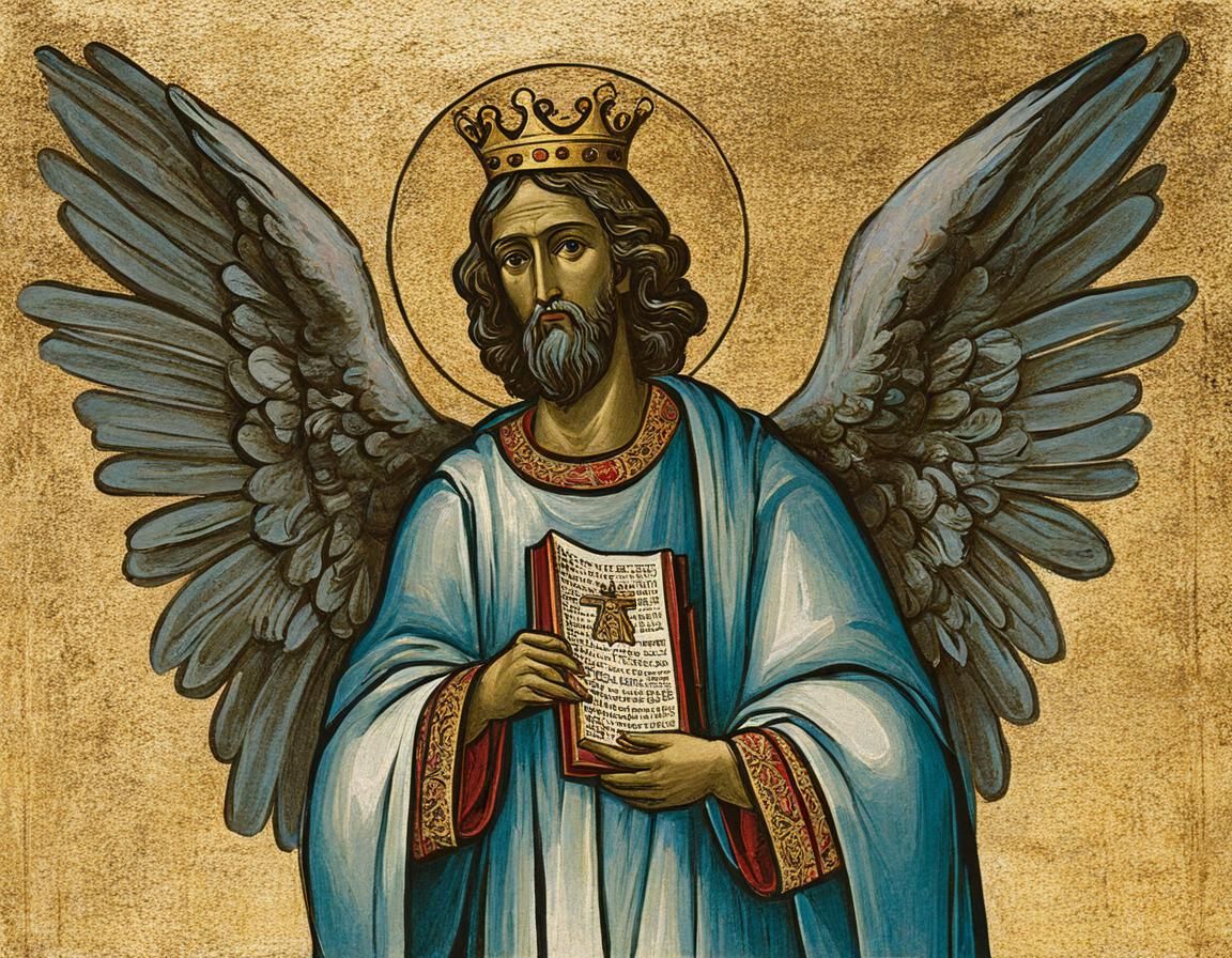 Angel in Hebrew Robes Teaching the Faithful