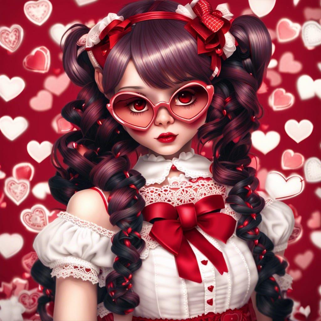 Victorian Lolicore Woman with Teddy Bear Accessories