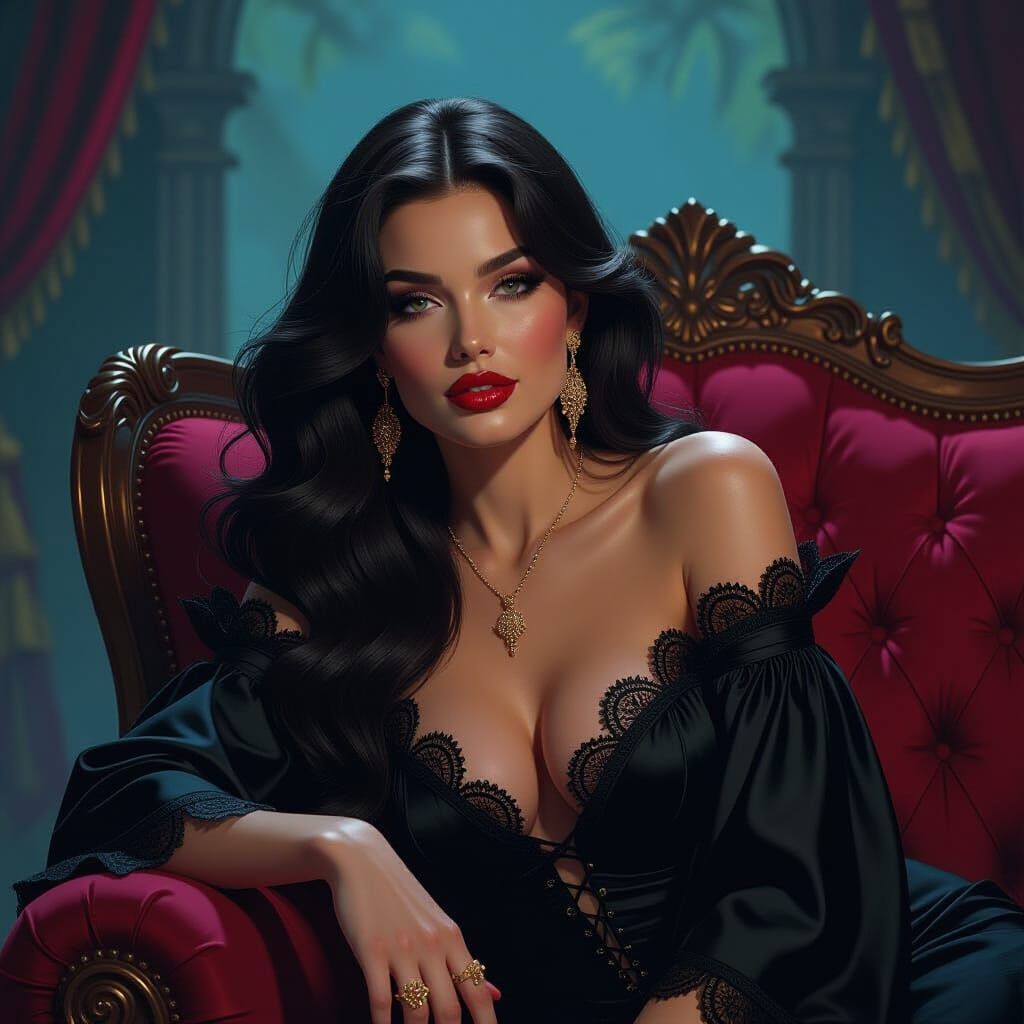 Lazy Groovy Woman in Dark Fantasy Art