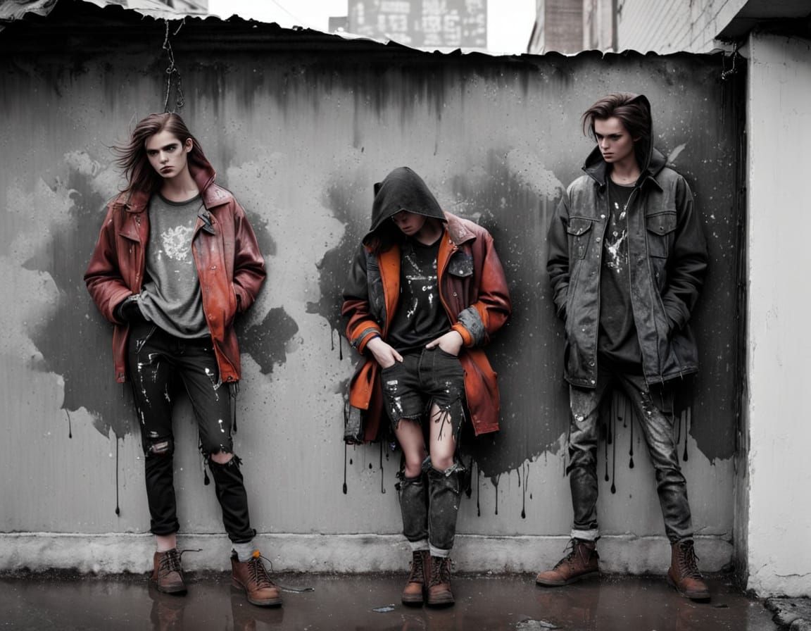 Grunge Friends in Moody Midnight Alleyway