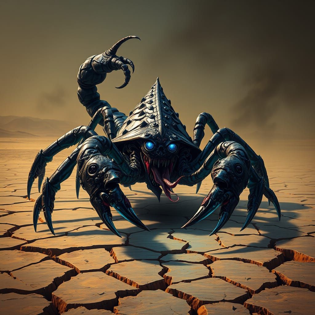 Nightmarish Scorpion Hybrid in Biomechanical Style
